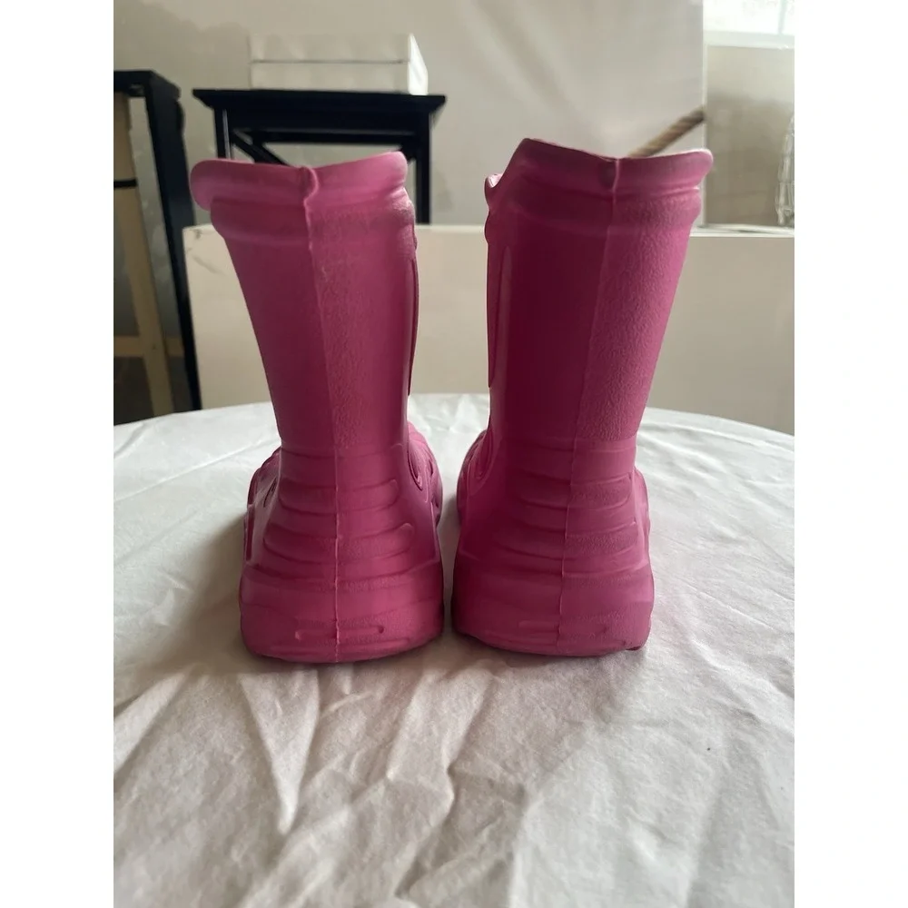 Crocs Kids Pink Handle It Rain Boots Waterproof Pull On Shoes Size J1